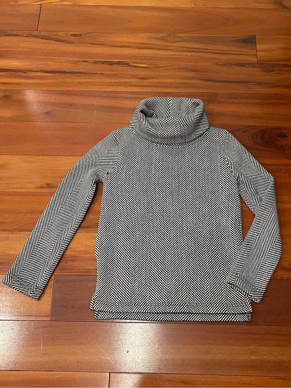 J. Crew Black and White Herringbone Turtleneck Sweater